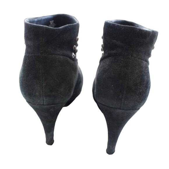 BCBGeneration Black Suede Silver Stud Studded Boot Booties Stiletto Heels 9 - Picture 4 of 7